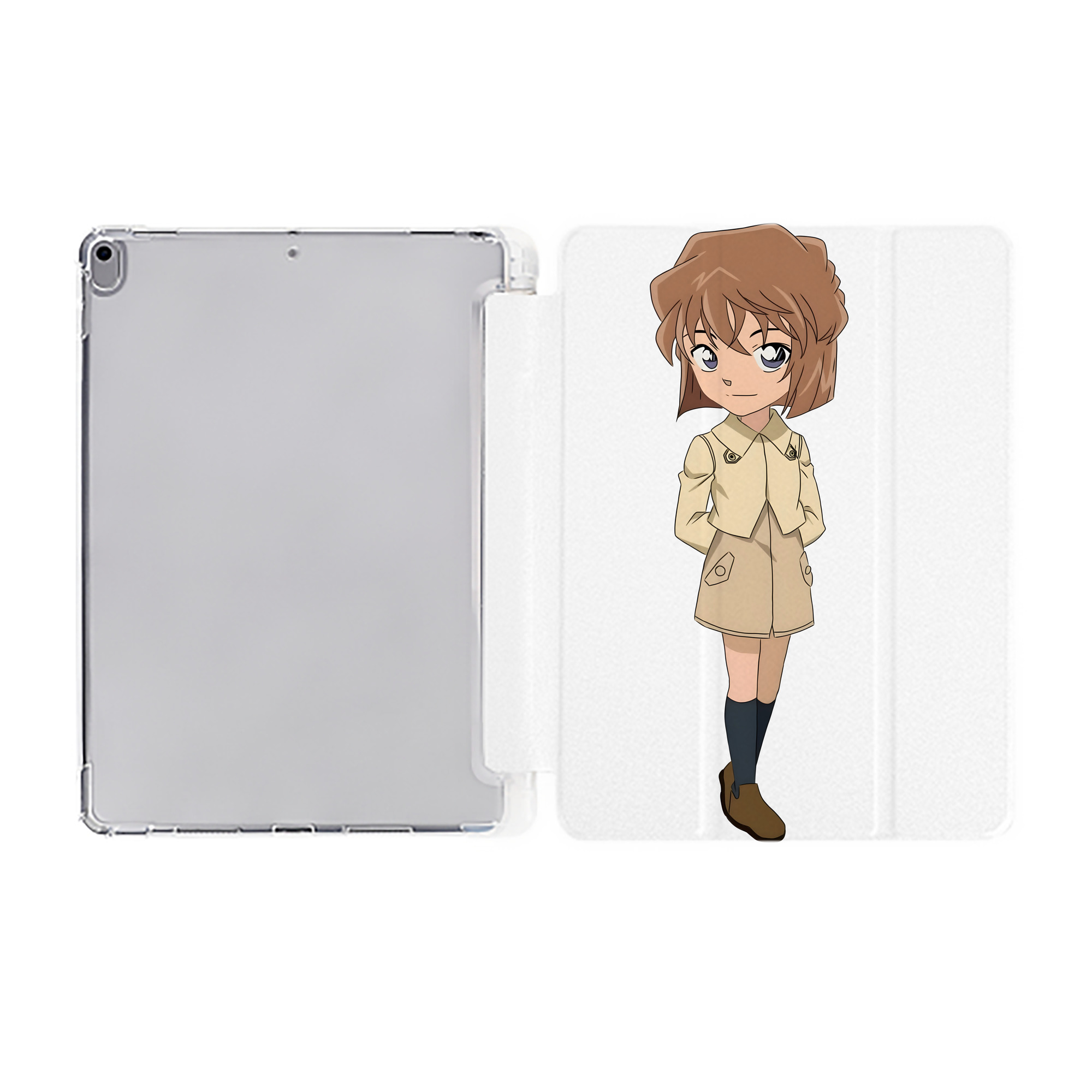 （画像用） 名探偵コナン 灰原 哀 はいばら あい Detective Conan Anita Hailey、Vi Graythorn Haibara Ai IPad ケース ペン収納付き 三つ折りスタンド PUレザー×シリコン 対応機種9.5/10.5/10.9インチ